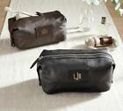NIB - Pottery Barns Men's Luxurious Grant Leather Toiletry Bag Black & Brown NEW