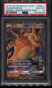 2019 CHARIZARD GX Pokemon Sole e Luna Destini Nascosti #SM211 Stella Nera Promo PSA 10 - Foto 1 di 1