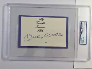 MICKEY MANTLE AUTO Custom 1/1 SLAB With postcard On BACK blue ink Psa/dna #7139 - Picture 1 of 3