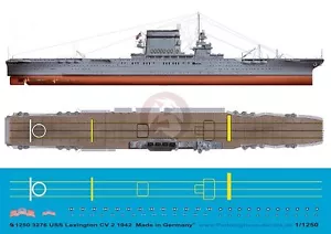 Peddinghaus 1/1250 USS Lexington (CV-2) Flugzeugträger Markierungen 1942 Zweiter Weltkrieg 3276 - Bild 1 von 1