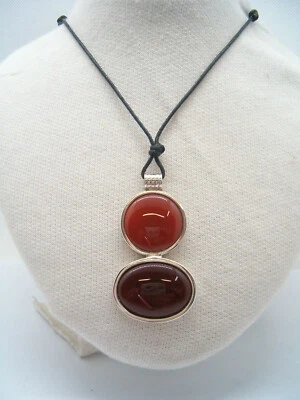 Ciondolo in ARGENTO 925 con AGATA CORNIOLA naturale - pendente pietra dura - Immagine 1 di 4