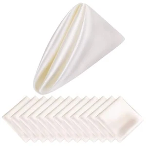 12 Ivory Satin Napkins 20"x20" Table Napkins for Wedding Party Decorations - Picture 1 of 7