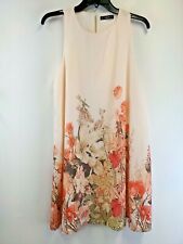 Shein Womens L Dress Peach Floral A-Line Loose Romanic Sleeveless 