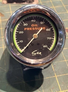 SUN Greenline Mechanical Oil PRESSURE 2-5/8" Gauge With Chrome Cup Green Line - Picture 1 of 7