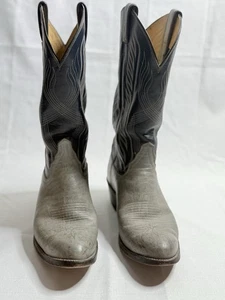 Vintage Tony Lama Men's Gray & Blue Cowboy Boots Style 8056 Size 10 D - Picture 1 of 15