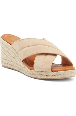 $298 - Bruno Magli Elena Espadrille Wedge Sandal in Sand Suede Size 9 - Image 1 of 4