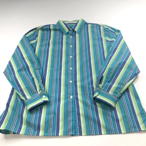 Foxcroft faltenfreies 18-Knopf Langarm Kragen gestreift Kleid Hemd NEUWERTIG - Bild 1 von 7