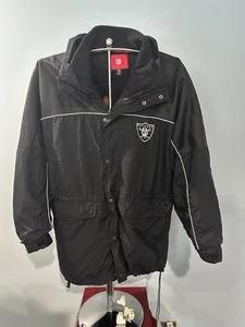 Oakland Raiders Jacke Herren Medium M Vintage Mantel Kapuze NFL herausnehmbares Futter * - Bild 1 von 4