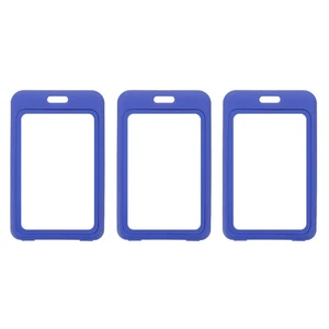 3 Pack Clear Badge Holder, Plastic ID Badge Holder Vertical, Bright Blue - Imagen 1 de 6