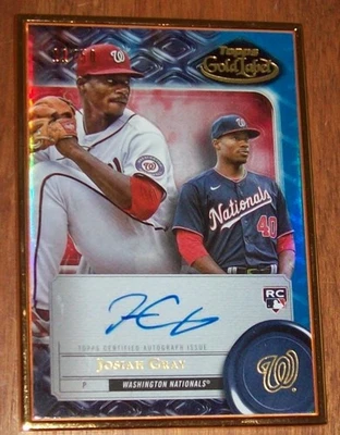 2022 Topps Gold Label Framed Baseball Josiah Gray Rookie Auto Card /50 - Image 1 of 2