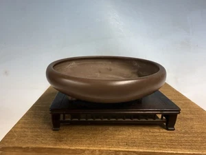 Shohin Größe runder japanischer Tokoname Bonsai Baum Topf von Ittoen 6 mal 1 3/4 Zoll - Bild 1 von 15