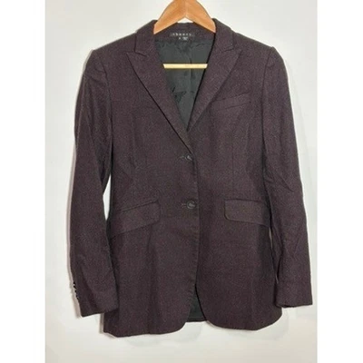 Theory Women's Blazer Size 6 Dark Brown Wool Angora Blend Blazer Jacket Purple - Image 1 of 4