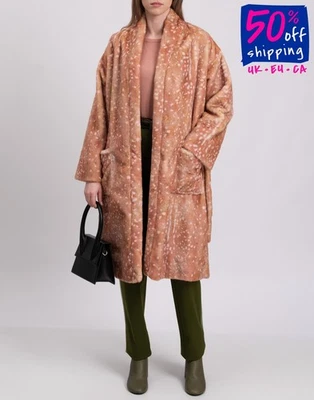 RRP €799 FORTE_FORTE Faux Fur Wrap Coat Size 1 S Belted Lined Made in Italy - Image 1 of 4