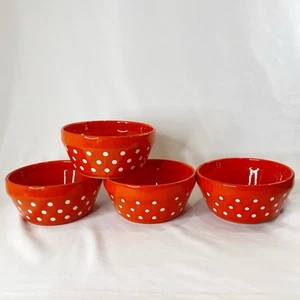 4 ciotole cereali/zuppa Waechtersbach W Germania punti rosso bianco vintage leggere spedizione - Foto 1 di 9