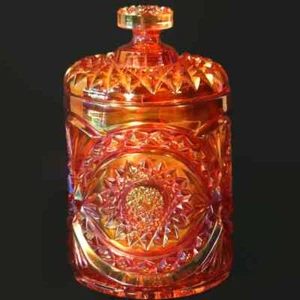 1912 Imperial Hobstar in Ringelblume Karneval Glas 8" Cracker/Keks/Plätzchen J - Bild 1 von 6