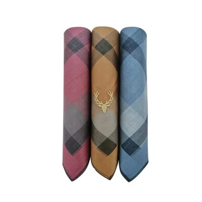 Allen Solly Men's Cotton Dark Handkerchief with Brand Logo (Pack of 3) Maroon, K - Image 1 of 4