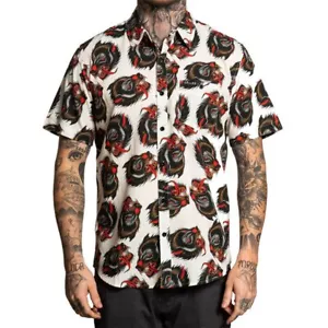 Sullen Art Collective Teen Wolf Button Up Shirt Tattoo Clothing - Picture 1 of 12