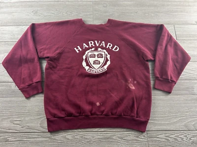 Винтажный 80-х чемпион толстовка Гарвард взрослых большой бордовый длинным рукавом ворота - Изображение 1 из 4