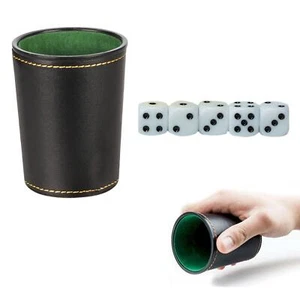 Professionelles Würfelbecher-Set, mit 5 Würfel Würfelstapel-Set mit Tassenstab Würfel PU - Bild 1 von 6