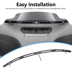 Black 4 Slot Fairing Windshield Trim for Harley Street Glide Special FLHXS 14-23 - Picture 1 of 21