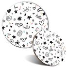 Mouse Mat & Coaster Set Fun Icons Stars LOL Hearts Teenager #170564