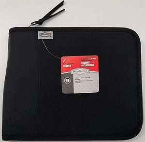 Carpeta RoadPro LB-001BK negra de 10,5" x 8,5" con 3 anillos con cremallera para troncos de hojas sueltas - Imagen 1 de 7