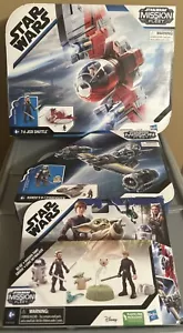 Star Wars Mission Fleet T-6 Jedi Shuttle, Mandi’s N-1 Starfighter + Confezione Figure - Foto 1 di 4