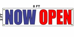 NOW OPEN Banner Sign 2x8 - Picture 1 of 3