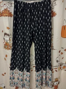 New Directions Curvy Plus Size 2X Wide Leg Pull On Pants Damask Elastic Waist - Picture 1 of 6