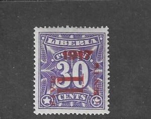 Liberia 1917, 5c on 30c, red overprint, "C" of "CENTS" TOO LOW, mint $$ #161 - Picture 1 of 1