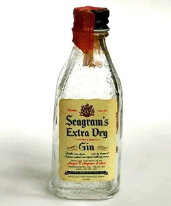 Bottiglia liquore miniatura gin extra secco Seagrams vintage vetro testurizzato anni 40 50 vuota - Foto 1 di 6