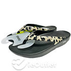 NEW OOFOS Women's Oolala Luxe Comfort Sandal Flip-Flops Thongs Black Cheetah NWT