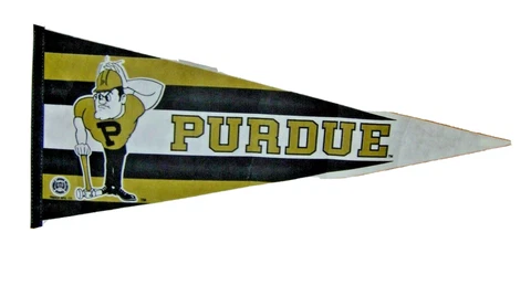 Vintage "PURDUE PETE" Boilermakers Mascot Full Size 29" Felt Pennant Cover