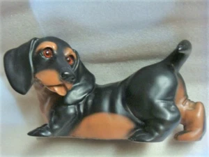 1986 Universal Statuary BLACK & TAN DACHSHUND / DOXIE DOG Life Size STATUE #205 - Picture 1 of 10