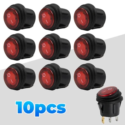 XUKEY 10 Kippschalter Wippschalter Switch Rund DC 12V 20A LED Rot Boot Wasserdicht