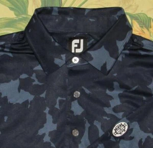 Camisa Polo FOOTJOY Azul Estampada Manga Corta Druid Hills Club de Golf Mediana - Imagen 1 de 4