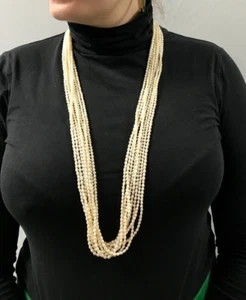 Genuine eight string pearl necklace 91cm length unclasped - Picture 1 of 10