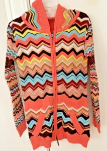New Missoni for Target Girls Cardigan Long Zig Zag Hood Zip Up Size Small - Picture 1 of 2