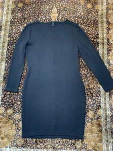ST JOHN Black Santana Knit Long Sleeved Dress Womens 10 Made In USA - Picture 1 of 14