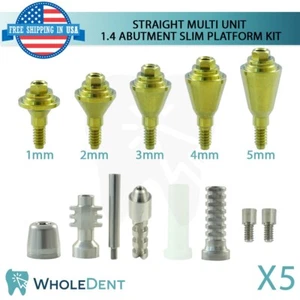5x Straight Multi Unit 1.4mm Slim Abutment Attachment Full Kit Int Hex 2.0mm - Picture 1 of 11