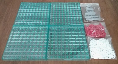 Vtg 1970's Battleship Game Replacement Pieces 4 Grids, 9 Ships, Red & White Pegs - Image 1 of 4