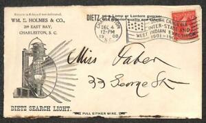 SOUTH CAROLINA & WEST INDIAN EXPOSITION FLAG CANCEL HOLMES DIETZ LKU COVER 1900
