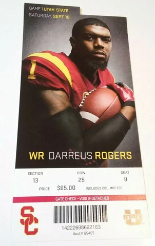 2016 USC Trojans Utah State Football Full Ticket Stub Cover