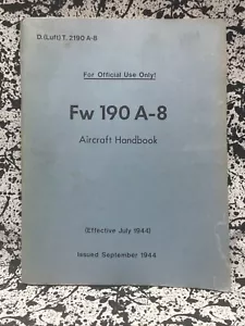 131 Page 1944 Focke-Wulf Fw 190 A8 Flugzeug (In English) Flight Manual Original - Picture 1 of 11