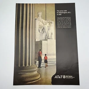 AT&T Bell System 1966 Vtg Print Ad 10.5"x13.5" Lincoln Memorial use area codes - Picture 1 of 1