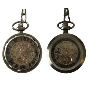 Mecánico Gear Rueda Dentada Cuerda Manual Esqueleto Bolsillo / Reloj de - Imagen 1 de 7