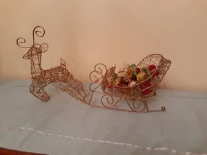 Gold Christmas Reindeer Sleigh for Christmas Home Holiday Decoration - Picture 1 of 10