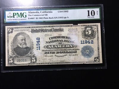 National Bank Note Alameda California PMG Graded Net10 Vgood - Image 1 of 4