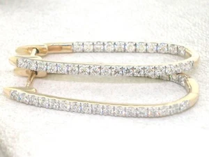 Paar Ohrringe Creolen 585 Gelbgold 14Kt Gold 56 Brillanten 0,77ct TW Si - Bild 1 von 6