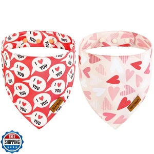 THLOH Hunde Bandanas mit Druckknopf - 2er Pack Wende Herz Hundetuch für B - Bild 1 von 5